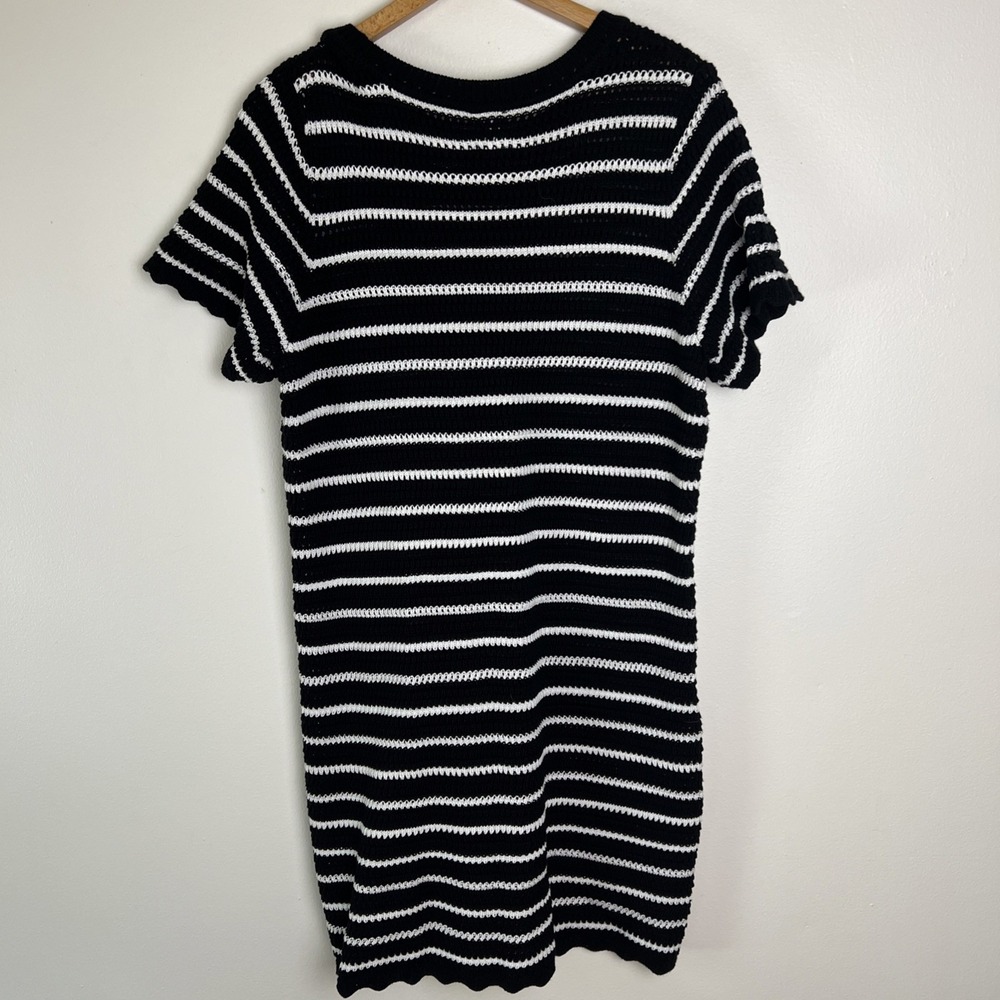 Gap Open Knit Crochet Sweater Dress Sz L Petite Black White Summer‎ Cover Up - Picture 11 of 11